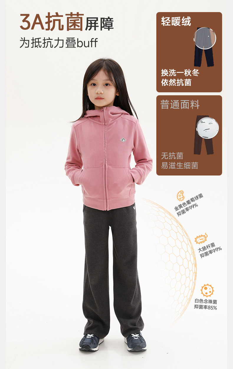 胶囊纳桔童装【轻暖绒】儿童裤子抑菌无静电男女童抽绳直筒运动裤 — 12
