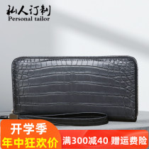 Crocodile Leather Wallet Mens 2024 New Genuine Leather Large Capacity Business Casual Trendy Multi-Card Slots Hand-in-Hand Clutch Clutch