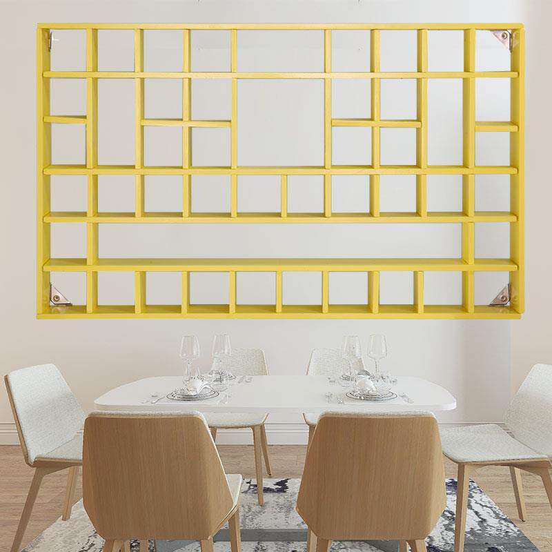 Custom-made solid wood lattice rack rack wall-mounted storage cabinet teapot display rack creative lattice rack