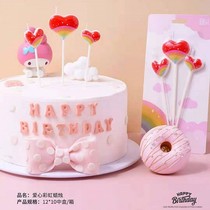 Heart Shaped Candle Birthday Cake Decoration Loving Net Red Smokeless Children Creative Romantics Pair of arranged 1 box