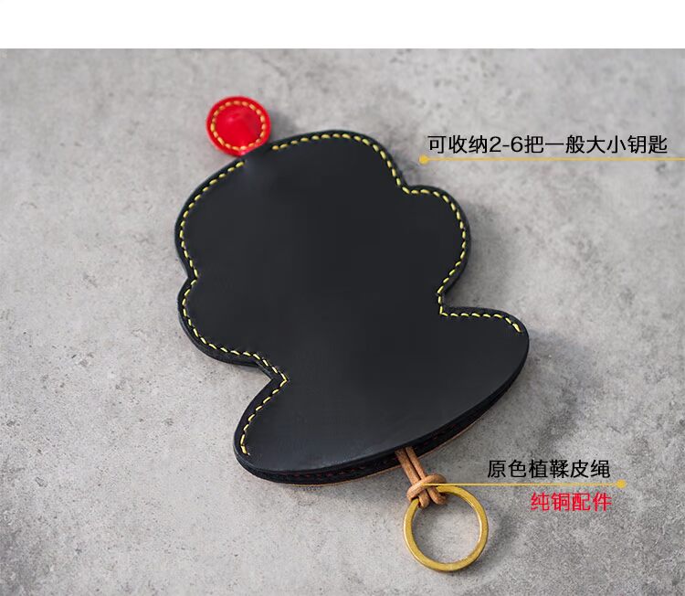 IMCOSY thủ công Ý lớp đầu tiên bằng da bò miệng lớn khỉ chìa khóa túi động vật dễ thương sáng tạo hợp thời trang tùy chỉnh sản phẩm mới - Trường hợp chính ví móc chìa khóa
