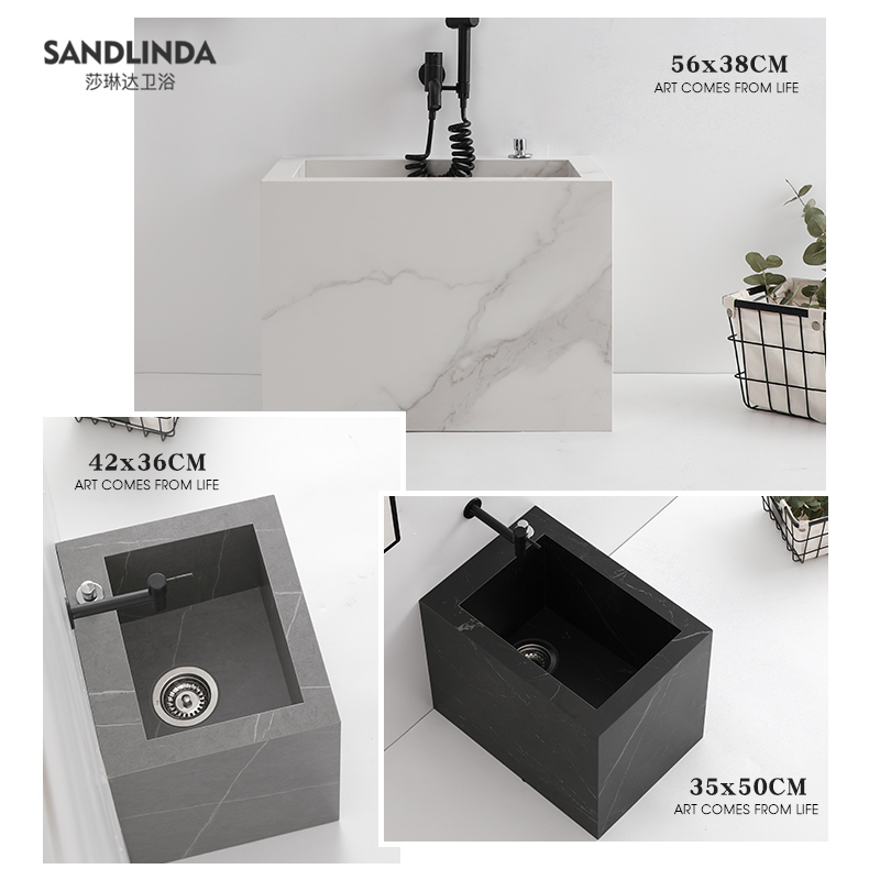 Custom slate marble mop pool household powder room balcony wash mop pool basin outdoor stone mop pool