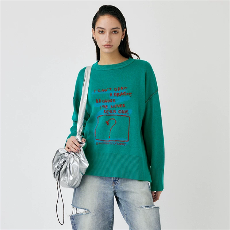 Ajiu0257 Maoxi Round Neck Pullover Loose Fit Sweater Women's Knitwear Year of the Dragon Limited Edition Thin Style