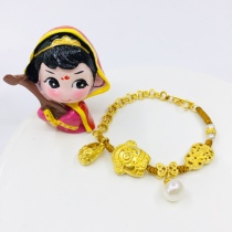 Zhaojun Gold Laid Foot Gold Handmade Chisel Engraving of Caigold Golden Pig Hyacinth Tiger Head Shoe Rope Advanced Custom DIY Bracelet