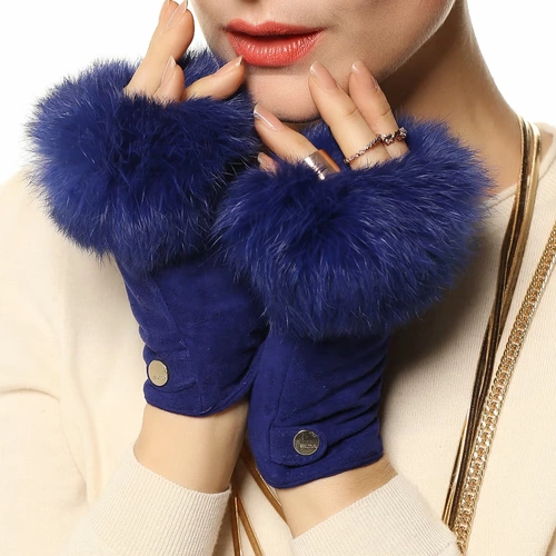 ELMA Модные милые удерживающие тепло перчатки, городской стиль, без пальцев, из натуральной кожи