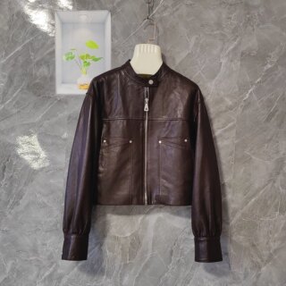 European Sheepskin Oil Wax Leather Genuine Leather Jacket for Women 2025 Autumn New Stand Collar Casual Biker Jacket Short Coat