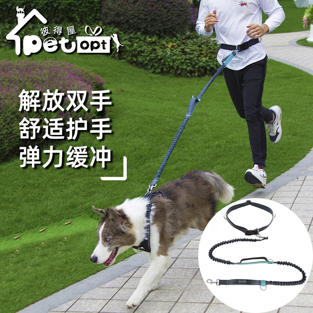 PETOPT Medium and Large Dog Golden Retriever Elastic Waist Lead Dog Leash Free Hands Running Walk Dog Leash
