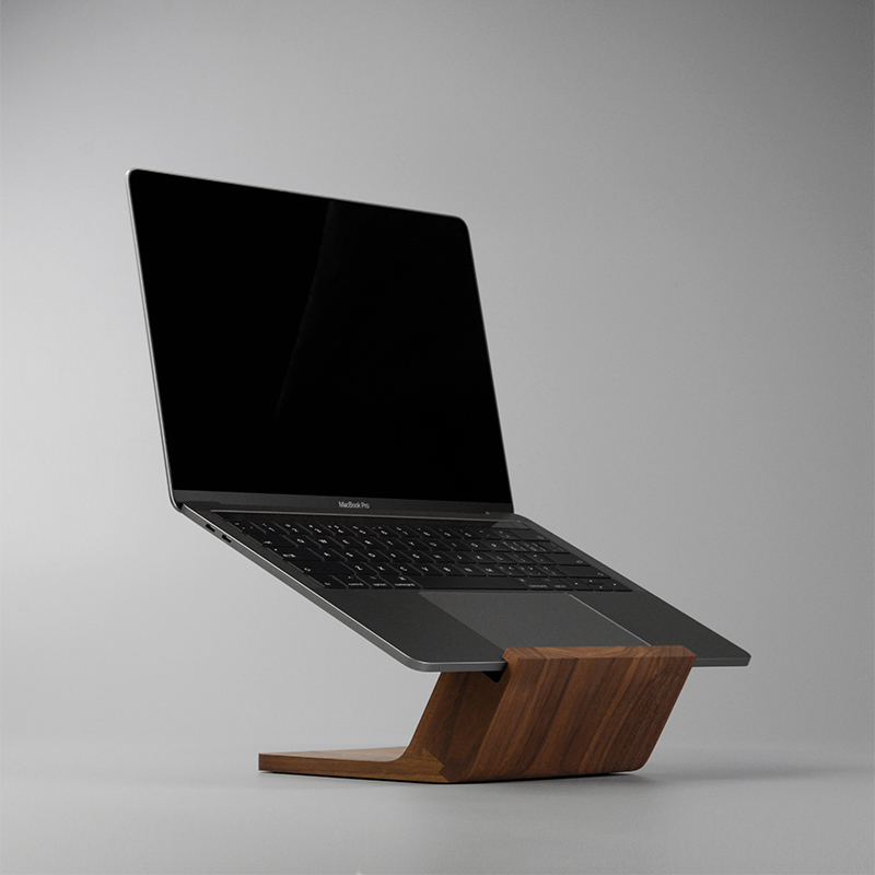 Letii Apple MacBook Stand, Elevated, Suspended, Heat-Dissipating, Lightweight Bracket with Solid Wood Base