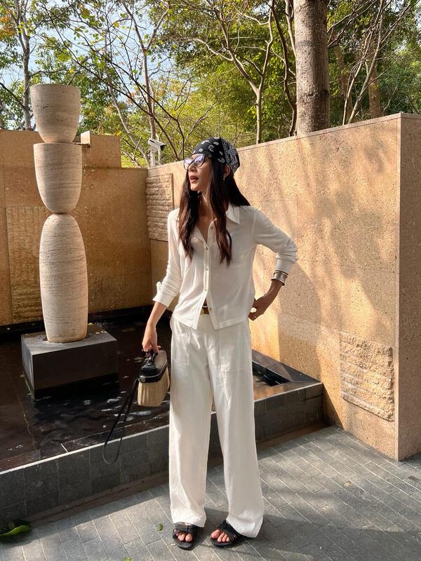 Oni~Spring New Natural Pleated Pocket Casual Pants with Belt 1110