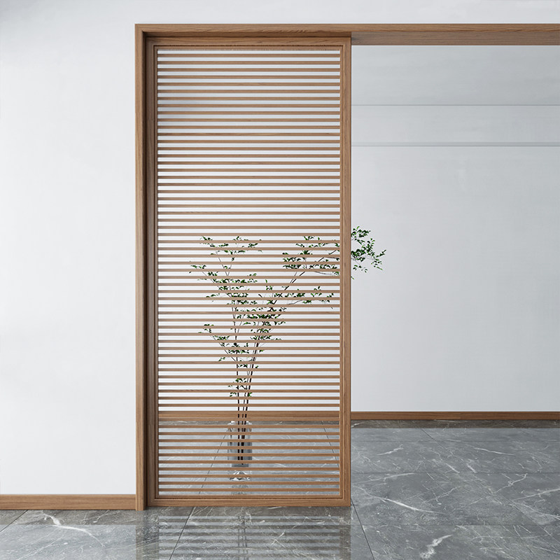 Modern solid wood screen partition grille hollow decoration living room hotel entrance porch 360 rotating wooden seat screen