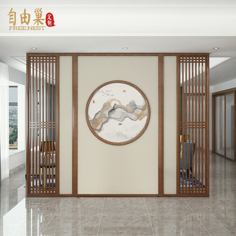 New Chinese Fence Solid Wood Screen Living Room Villa OfficeBanquet Hall Banquet Hall