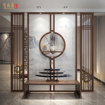 Chinese style solid wood round landscape screen partition wall decoration Villa Hotel lobby split shelter screen