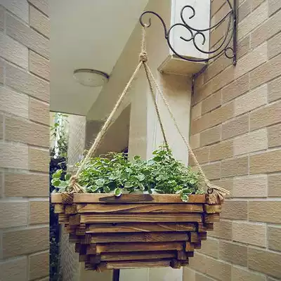 Dangling pot flower pot hanging gold Ge pot multi-meat Wall Flower trough anticorrosive wood hanging flower box Chinese retro flower pot