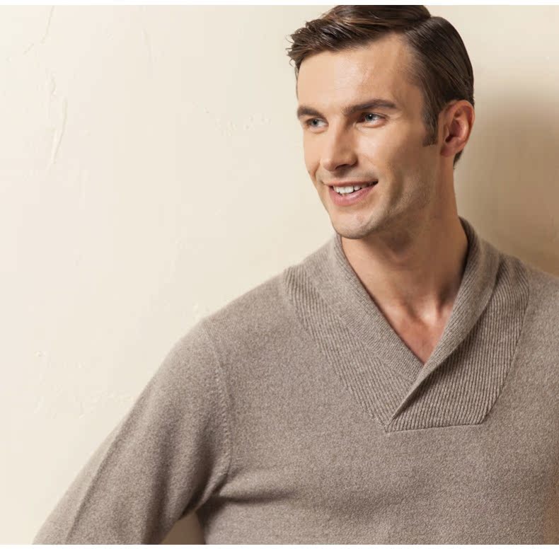 Bo Yige áo len cashmere nguyên chất Phiên bản Hàn Quốc của cổ áo màu xanh lá cây dệt kim cashmere áo len mùa thu mỏng Phần áo len mỏng - Áo len Cashmere áo sơ mi nam gucci