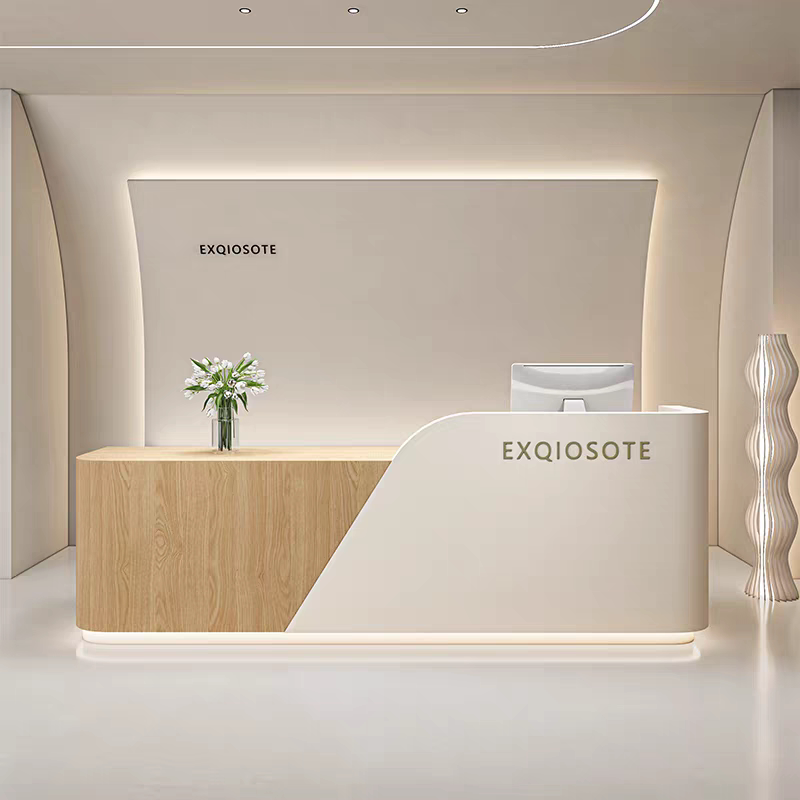 Yoga Studio Reception Desk, Simple Clothing Store Counter, Light Luxury Modern Cash Register, Beauty and Nail Salon Front Desk, Faux Marble