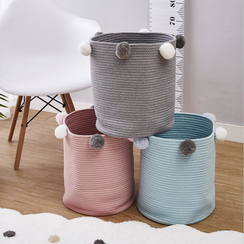 INS Nordic Children's Room Girl Hearts Cotton Thread Woven Containing Basket Cute Hair Ball Toy Finishing Containing Basket Photo