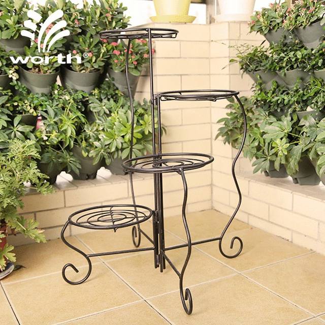 Worsch Gardening 4-layer rotating flower stand 3935 iron-proof shrinkable flower pot stand flower potted decorative stand