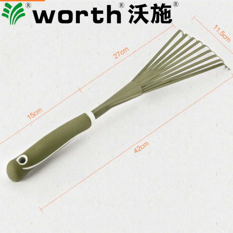 Worsch Garden Art Tools Metal Nine Teeth Grass Harrowing 2965 Raised Flowers Green Planting Vegetable Weeding Pine Earth Carbon Steel Harrowing