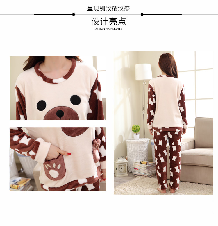 Đồ ngủ nhung san hô của phụ nữ mùa thu và mùa đông flannel dày sinh viên dài tay ngọt ngào và đáng yêu bên ngoài mặc phù hợp với dịch vụ nhà bộ jum đẹp