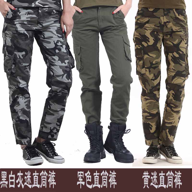 Outdoor loose casual pants camouflage pants large size overalls trousers cotton thin section men's and women's same style multi-pocket pants autumn