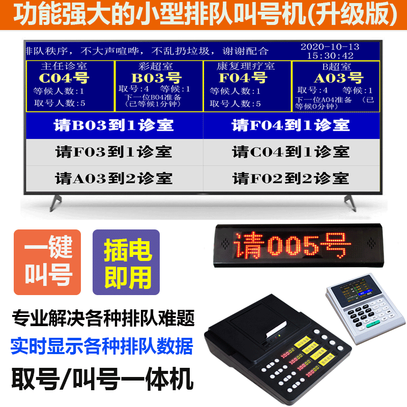 Number pick-up machine Small ticket-issuing queuing machine Dining room Calling number Multi-service queuing machine Waiting queuing machine