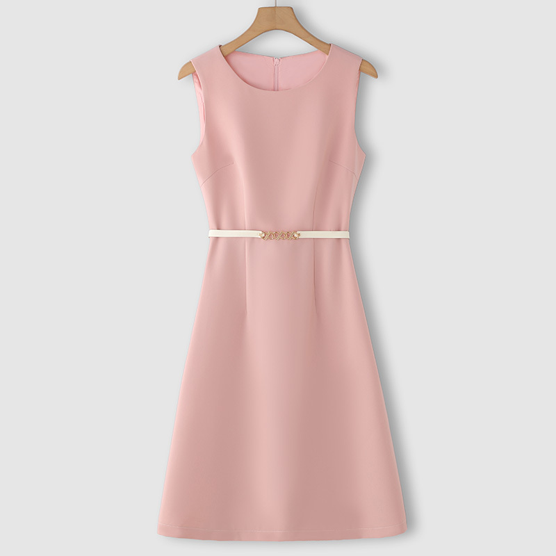 Pink Sleeveless Vest Dress for Women, Mid-Length, Waist-Cinching, Slimming, 2026 Spring New Style, Professional Inner Wear Base Dress Pink Sleeveless Vest Dress for Women, Mid-Length, Waist-Cinching, Slimming, 2026 Spring New Style, Professional Inner Wear Base Dress