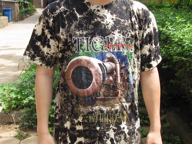 Brand new Charlie round collar full cotton T-shirt short sleeve shirt tiger spotted pattern War subject matter of unique taste