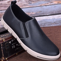 Foreign trade mens shoes genuine leather bean-bean shoes One foot pedal head layer Bull Leather Slacker Shoes Round Head Low Bunch Foot Single Shoes Mens Shoes