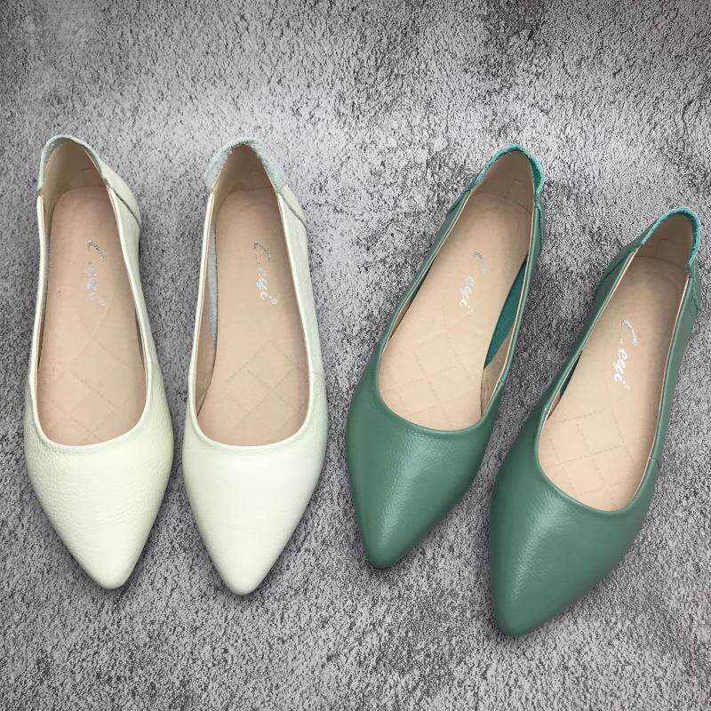 Brand Clearance Deal 2023 Genuine Women's Single Shoes Soft Sole Soft Leather Pointed Toe Shallow Toe Work Shoes Comfortable Flat Shoes