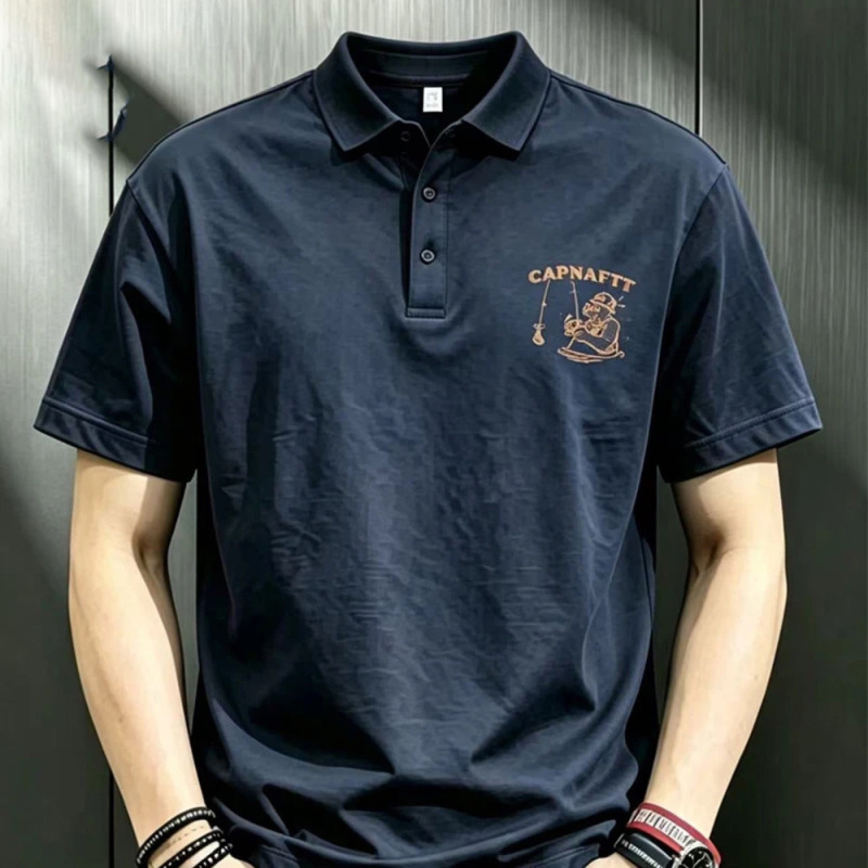 Original American Style Summer New Printed T-Shirt Men's Loose Polo Shirt with Collar