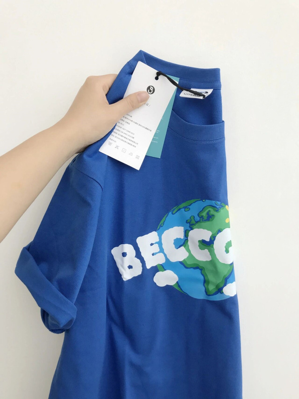 American Retro Klein Blue Pure Cotton Short-Sleeved T-Shirt for Women, Loose Summer Niche Design Student Half-Sleeved Top