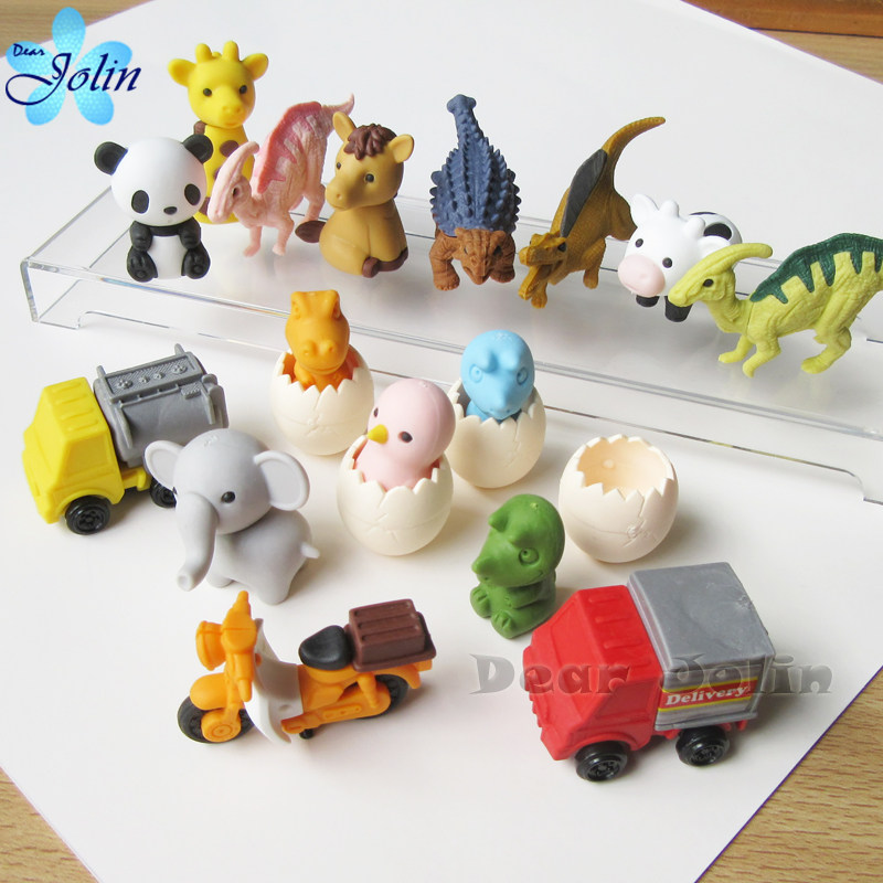 Japanese production IWAKO Iwazawa Children's fun eraser 3D styling can be disassembled to assemble Dragon Egg Car Animal