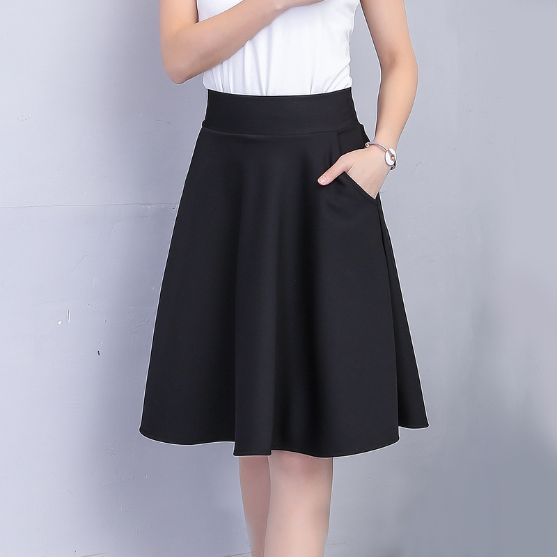 Anti-Exposure Mid-Length Skirt with Pockets for Women, Spring and Autumn, Elastic High-Waisted A-Line Umbrella Skirt, Slimming Half Skirt Anti-Exposure Mid-Length Skirt with Pockets for Women, Spring and Autumn, Elastic High-Waisted A-Line Umbrella Skirt, Slimming Half Skirt