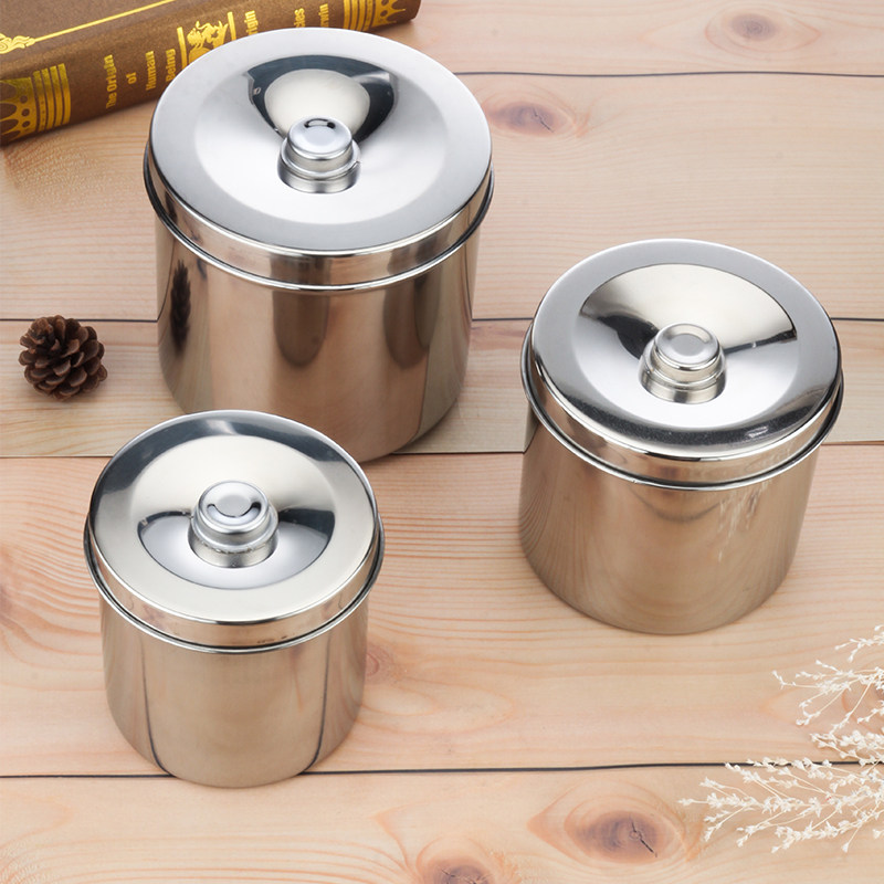 304 Anti-Iodine Volt Stainless Steel Gauze Tank Cotton Cylinder Grain Embroidered Disinfection Tank Medical Alcohol Foam Ball Jars Ointment Jar