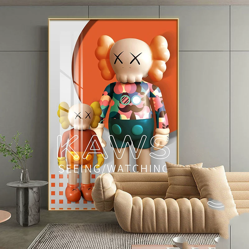 [潮牌暴力熊客厅落地画现代简约kaws服装店墙面壁画直播间背景挂画]