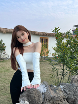 Today on design feel sleeve knitted sweatshirt with pure desire to wind with two outings for hanging neck blouses female spring