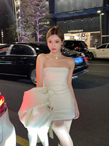 (Flush without a refund) Pure desire Little Wildcat Breasted Skirt Imitation Mink Hair Slim Fit Slim Fit Slim Fit Nepotism Dress