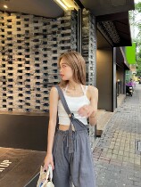 Today on] Loose wide-legged casual solid color straps