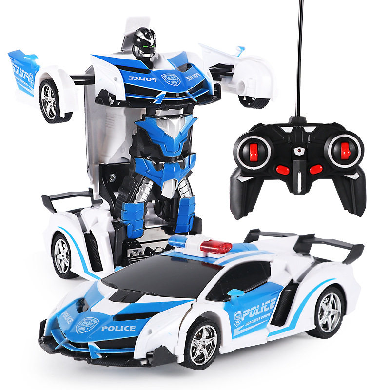 Deformation robot boy car toy car model children transformed into a deformed car one-button remote control toy