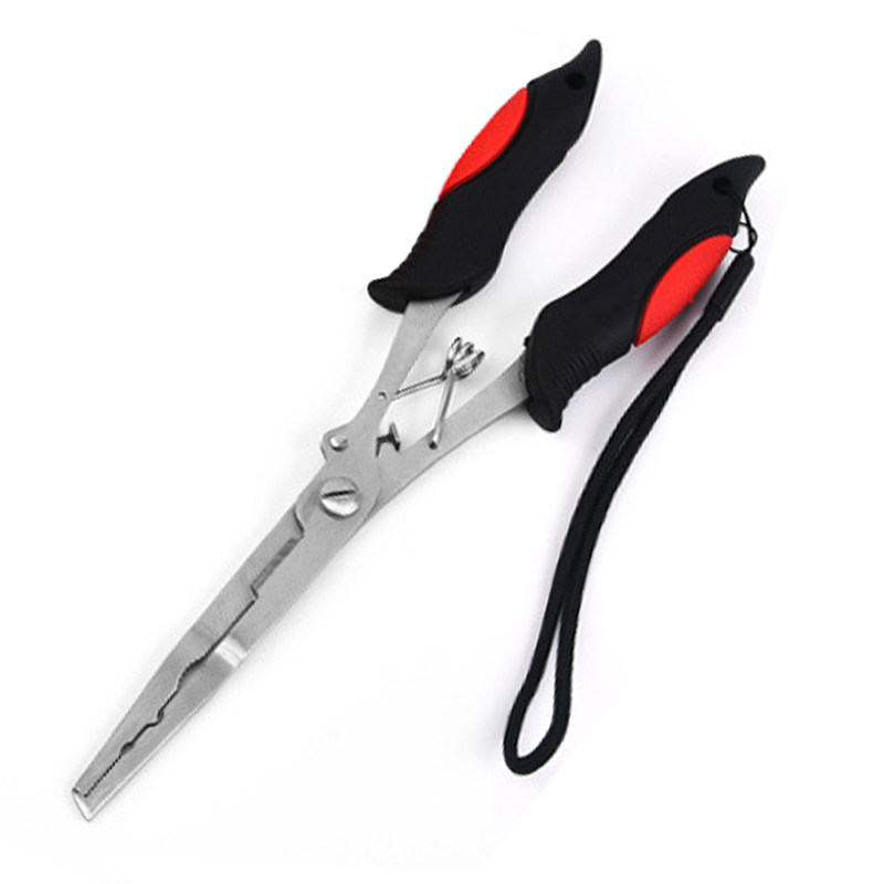 Stainless steel lua pliers fishing pliers lengthened crooked mouth fishing line scissors lure erbium open loop pick hook take fish hook multi-function pliers