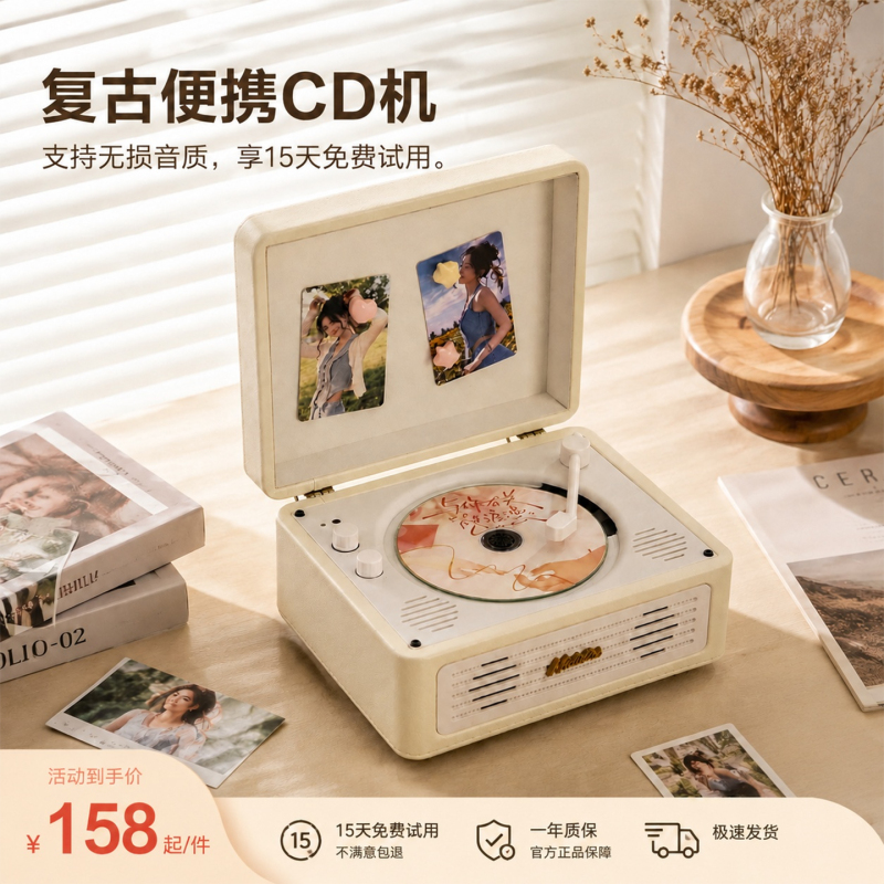 Retro Cd Player Record Player Music Album Player Disc Player Bluetooth Speaker Birthday Qixi Gift