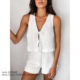 European and American Style Fashion Bubble Crepe Lace-Up Vest and Shorts Set