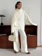 European and American New Fashion Casual Loose Knit Sweater + Wide-Leg Pants Set