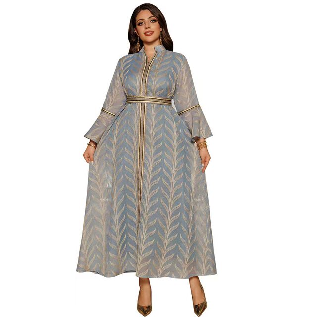 New Middle Eastern Embroidered Flared Sleeve Dress