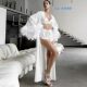 European and American style sexy satin robe underwear shorts three piece home suit Three piece home suit