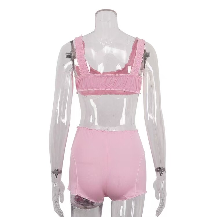 Мягкая эластичная мягкая пуля, сексуальная майка, шорты, комплект, домашняя одежда, европейский стиль 