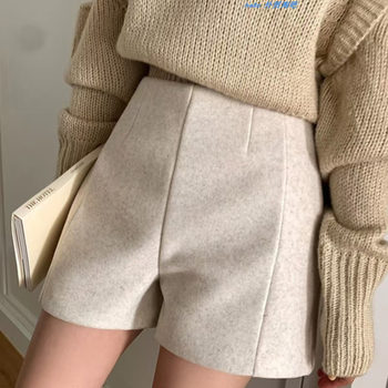 European and American Style New Autumn and Winter High-Waisted Woolen Shorts, Loose Casual Wide-Leg Pants High Waisted Shorts