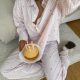 European and American Style New Casual Loose Striped Shirt and Pants Loungewear Set