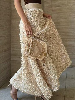 European and american style autumn and winter new petal design skirt fashionable high waisted skirt