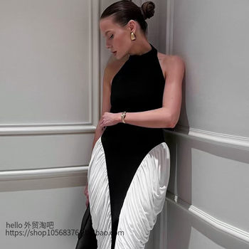 European and American Style Fashionable and Sexy Halter Neck Backless Sleeveless Dress